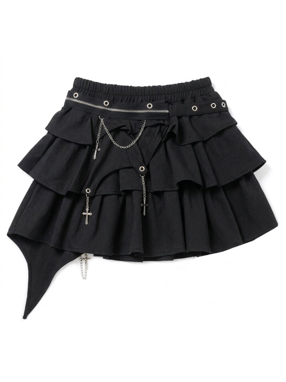 NEW ACDC RAG Royal Punk 3-Tier Black Ruffle Skirt